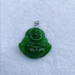 Green Jade pendant a great smile Buddha